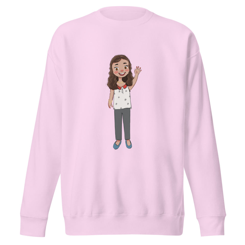 Defne Character Unisex Premium Crewneck Sweatshirt, Roots & Talks - Lavender