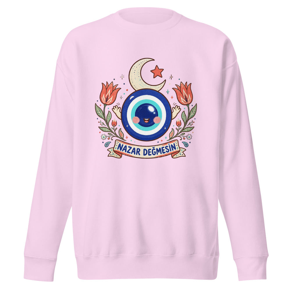 Nazar Değmesin Unisex Premium Crewneck Sweatshirt, Roots & Talks - Lavender