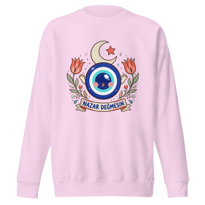 Nazar Değmesin Unisex Premium Crewneck Sweatshirt, Roots & Talks - Lavender