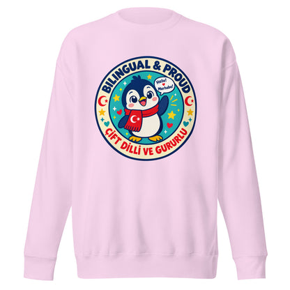 Bilingual & Proud Unisex Premium Crewneck Sweatshirt, Roots & Talks - Lavender