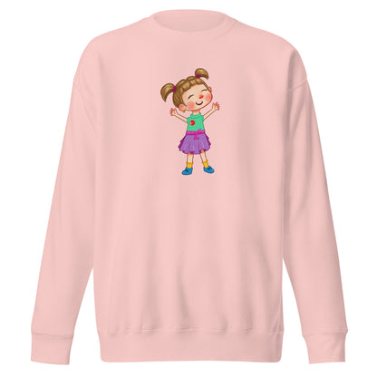 Ela Character Unisex Premium Crewneck Sweatshirt, Roots & Talks - Light Pink