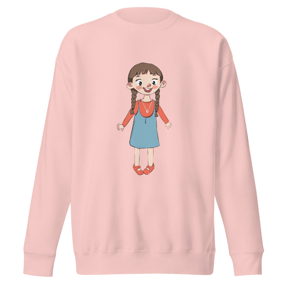 Eylül Character Unisex Premium Crewneck Sweatshirt, Roots & Talks - Light Pink