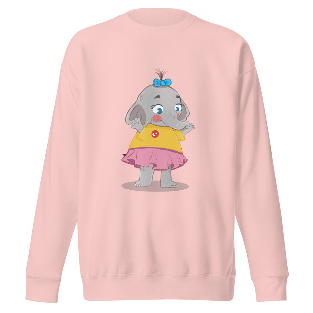 Filiz Elephant Unisex Premium Crewneck Sweatshirt, Roots & Talks - Light Pink