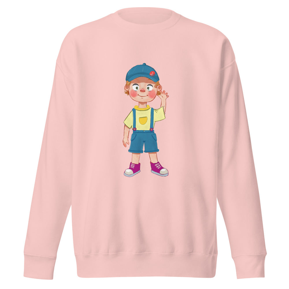 Giray Character Unisex Premium Crewneck Sweatshirt, Roots & Talks - Light Pink