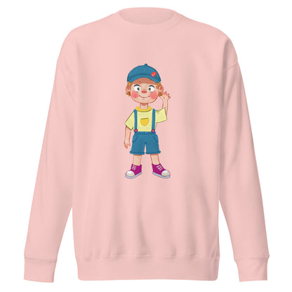 Giray Character Unisex Premium Crewneck Sweatshirt, Roots & Talks - Light Pink