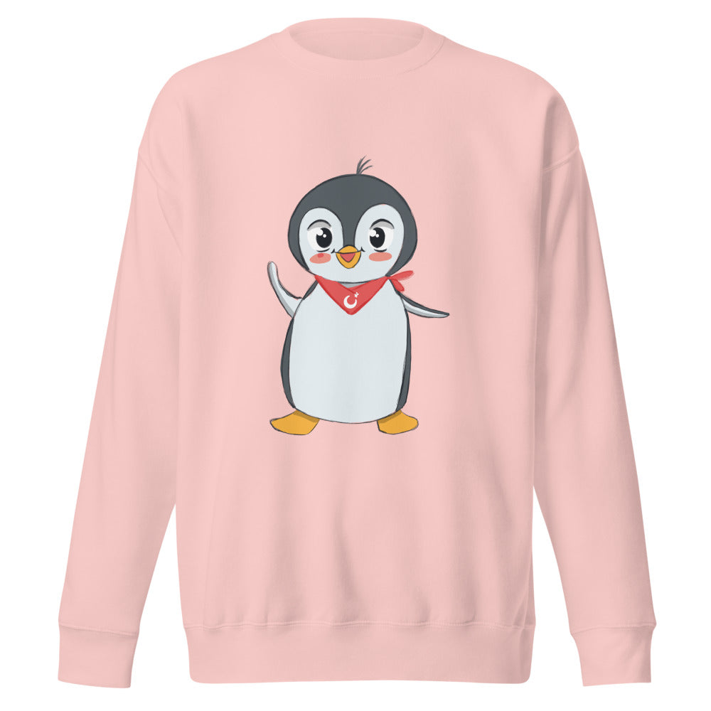 Pingucan Penguin Unisex Premium Crewneck Sweatshirt, Roots & Talks - Light Pink