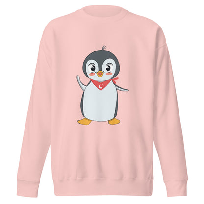 Pingucan Penguin Unisex Premium Crewneck Sweatshirt, Roots & Talks - Light Pink