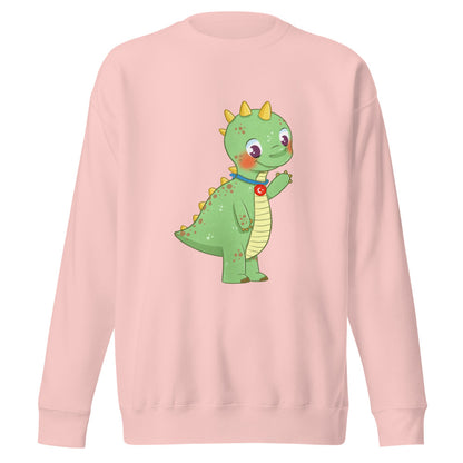 Dino Dinosaur Unisex Premium Crewneck Sweatshirt, Roots & Talks - Light Pink