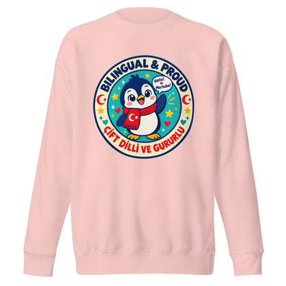 Bilingual & Proud Unisex Premium Crewneck Sweatshirt, Roots & Talks - Light Pink