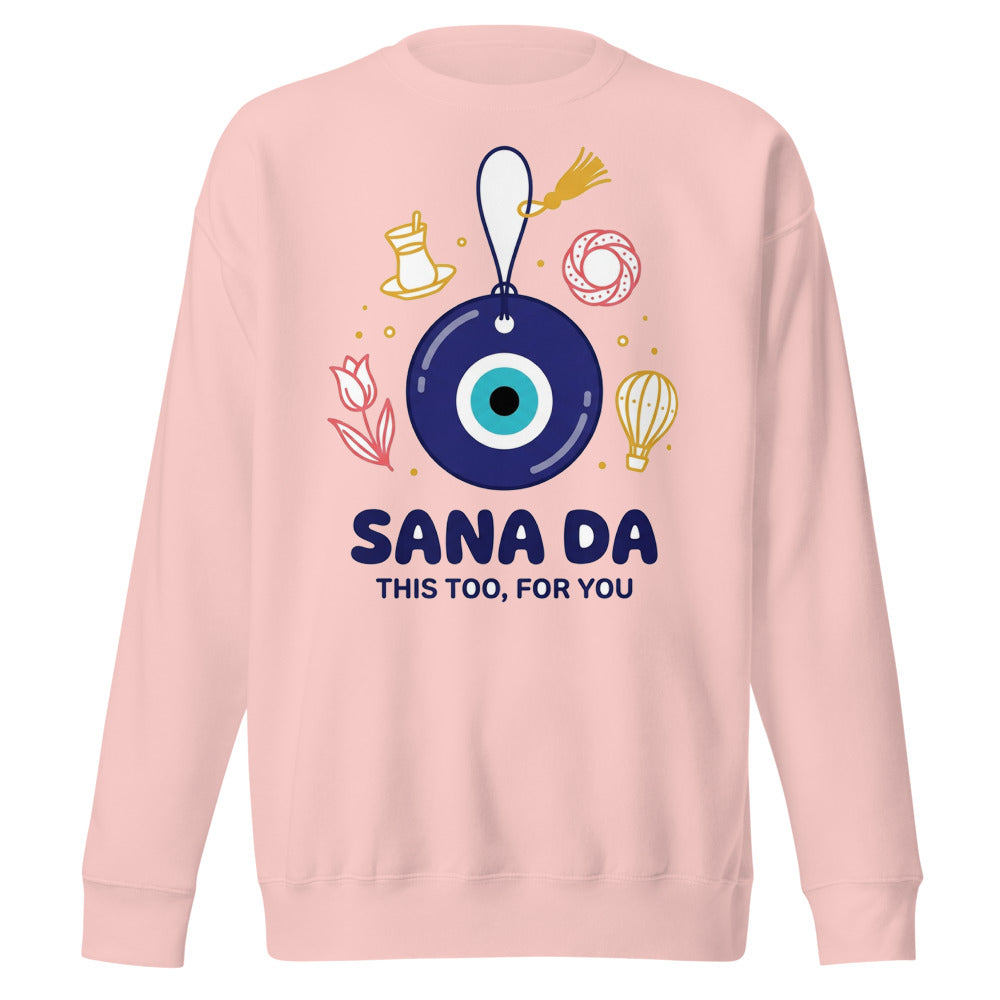 Sana Da Unisex Premium Crewneck Sweatshirt, Roots & Talks - Light Pink