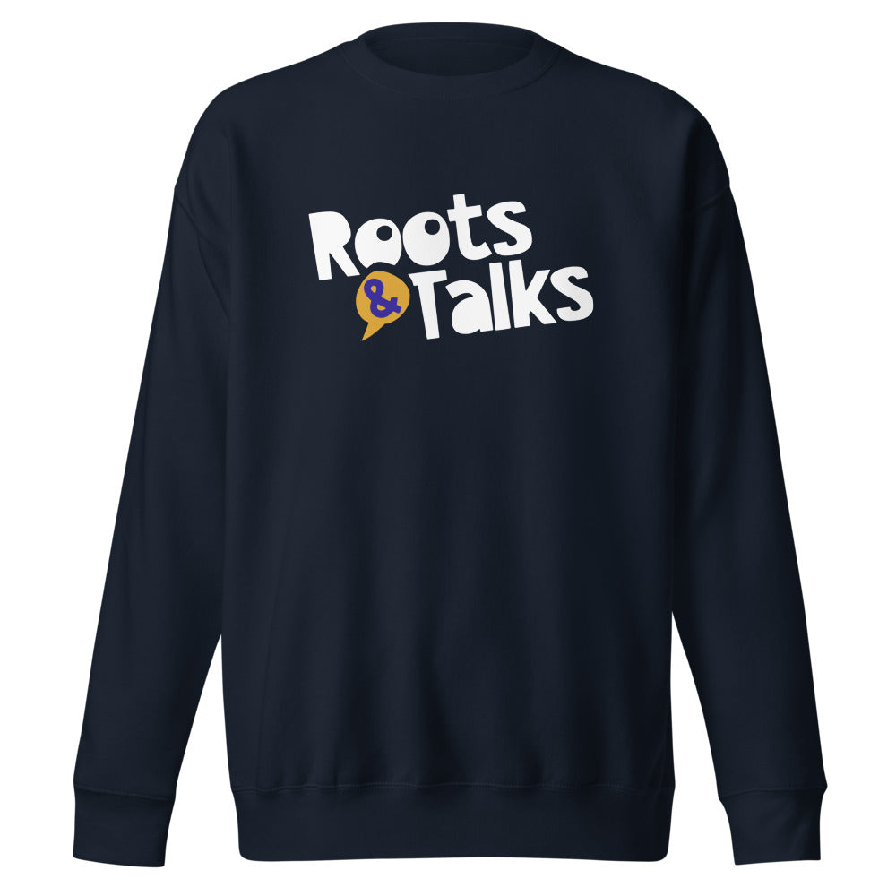 Roots & Talks Logo Unisex Premium Crewneck Sweatshirt - Navy Blazer