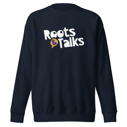 Roots & Talks Logo Unisex Premium Crewneck Sweatshirt - Navy Blazer