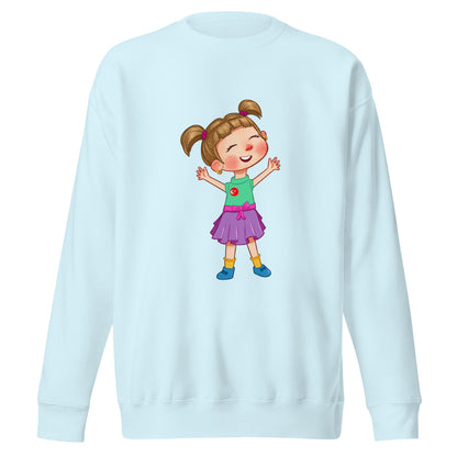 Ela Character Unisex Premium Crewneck Sweatshirt, Roots & Talks - Sky Blue