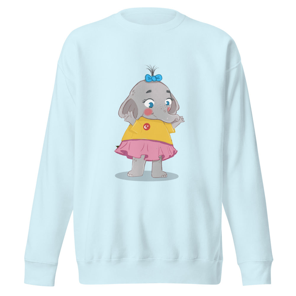 Filiz Elephant Unisex Premium Crewneck Sweatshirt, Roots & Talks - Sky Blue