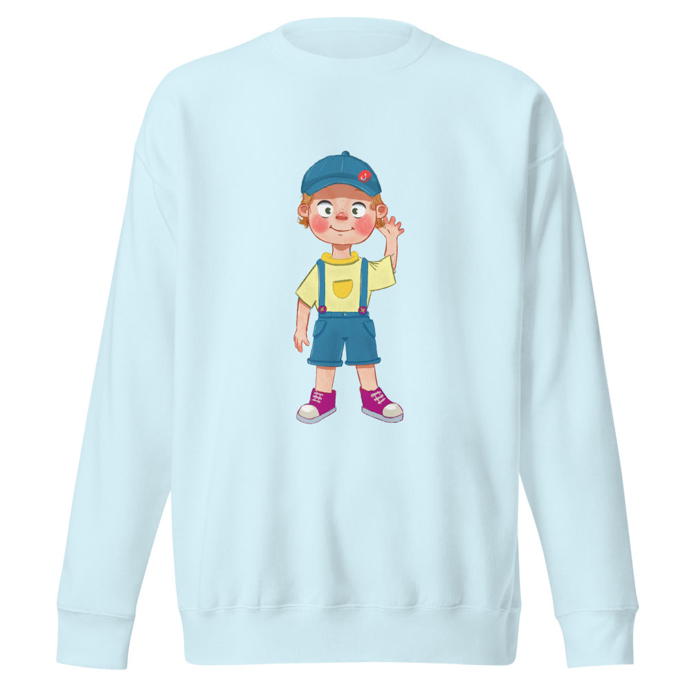 Giray Character Unisex Premium Crewneck Sweatshirt, Roots & Talks - Sky Blue