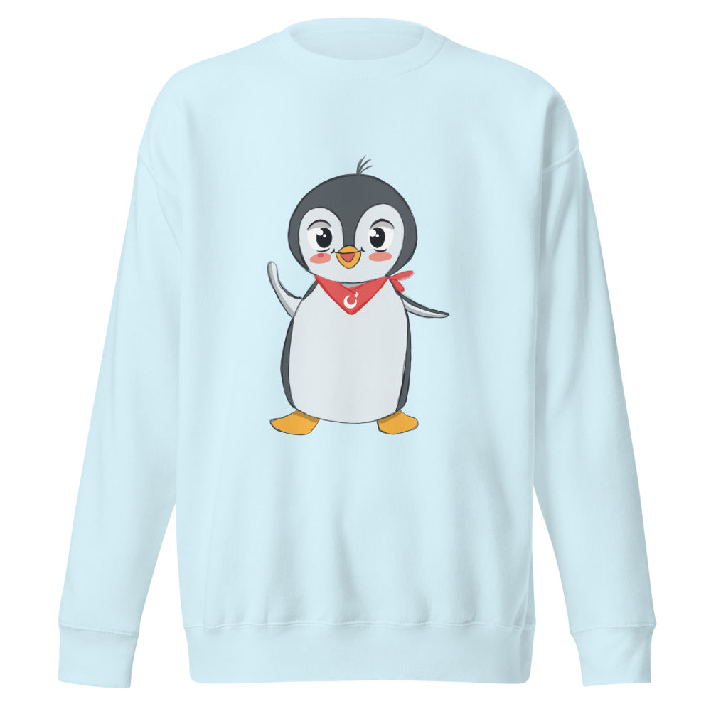 Pingucan Penguin Unisex Premium Crewneck Sweatshirt, Roots & Talks - Sky Blue