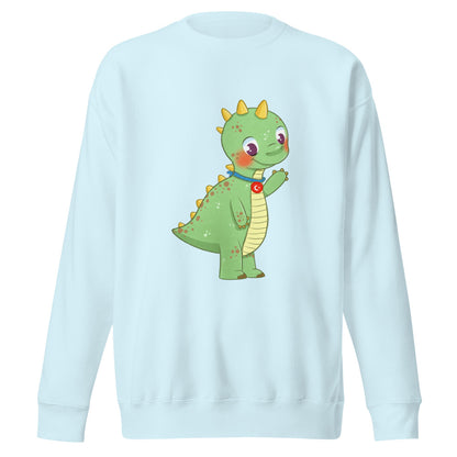 Dino Dinosaur Unisex Premium Crewneck Sweatshirt, Roots & Talks - Sky Blue