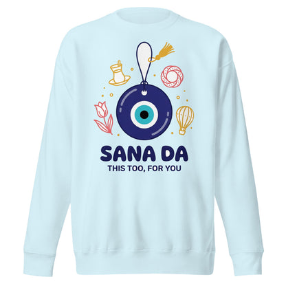 Sana Da Unisex Premium Crewneck Sweatshirt, Roots & Talks - Sky Blue