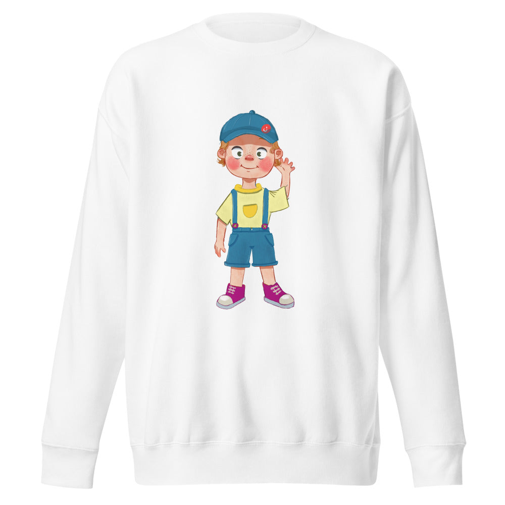 Giray Character Unisex Premium Crewneck Sweatshirt, Roots & Talks - White