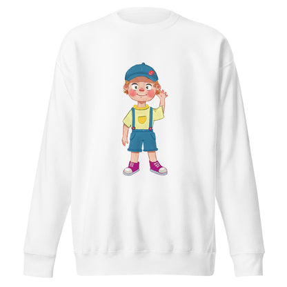 Giray Character Unisex Premium Crewneck Sweatshirt, Roots & Talks - White
