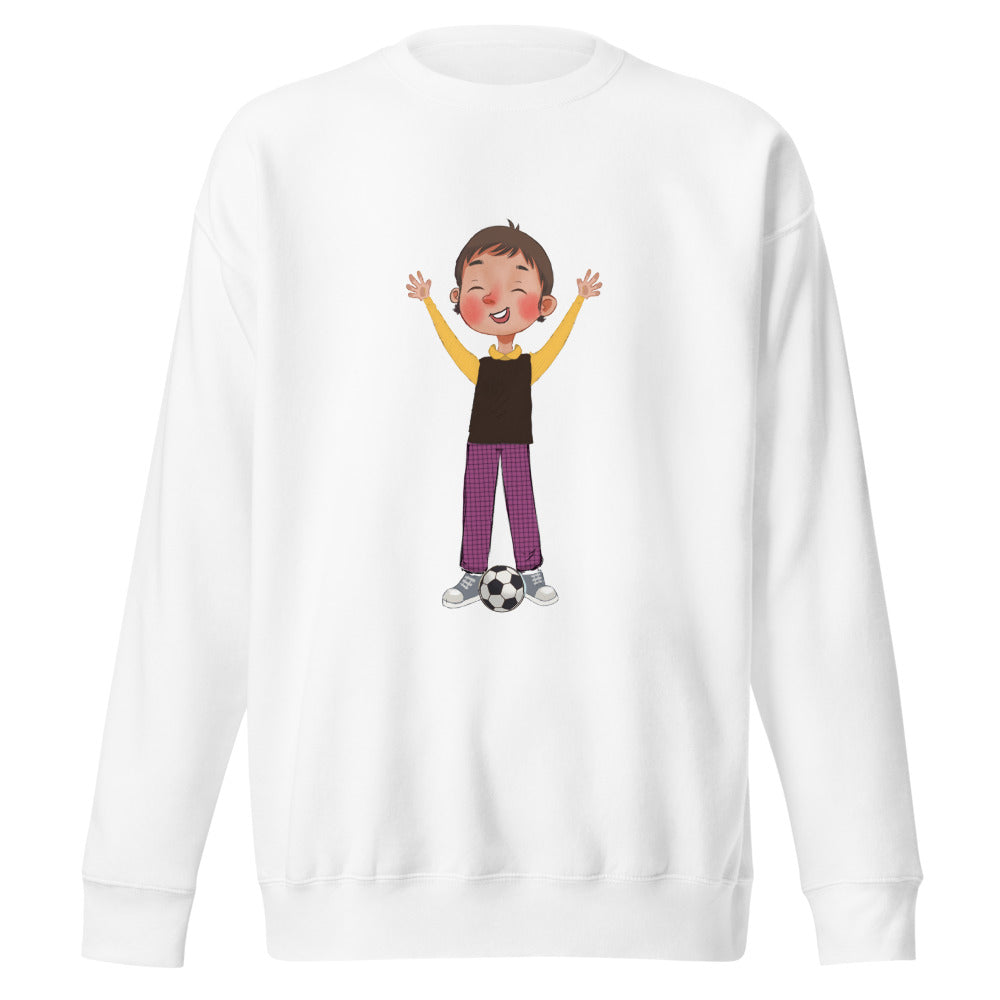 Gazi Character Unisex Premium Crewneck Sweatshirt, Roots & Talks - White