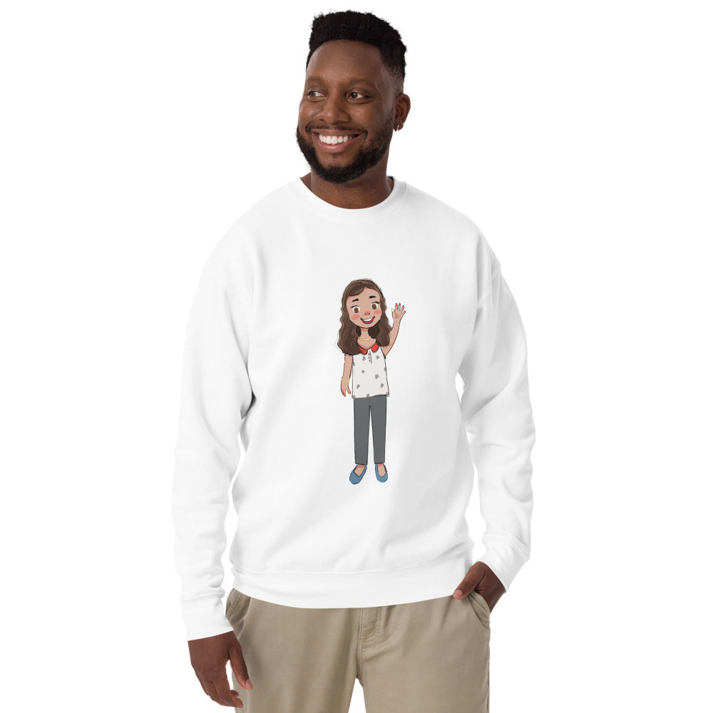 Defne Character Unisex Premium Crewneck Sweatshirt, Roots & Talks - lifestyle photo 3