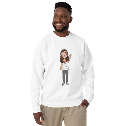 Defne Character Unisex Premium Crewneck Sweatshirt, Roots & Talks - lifestyle photo 3