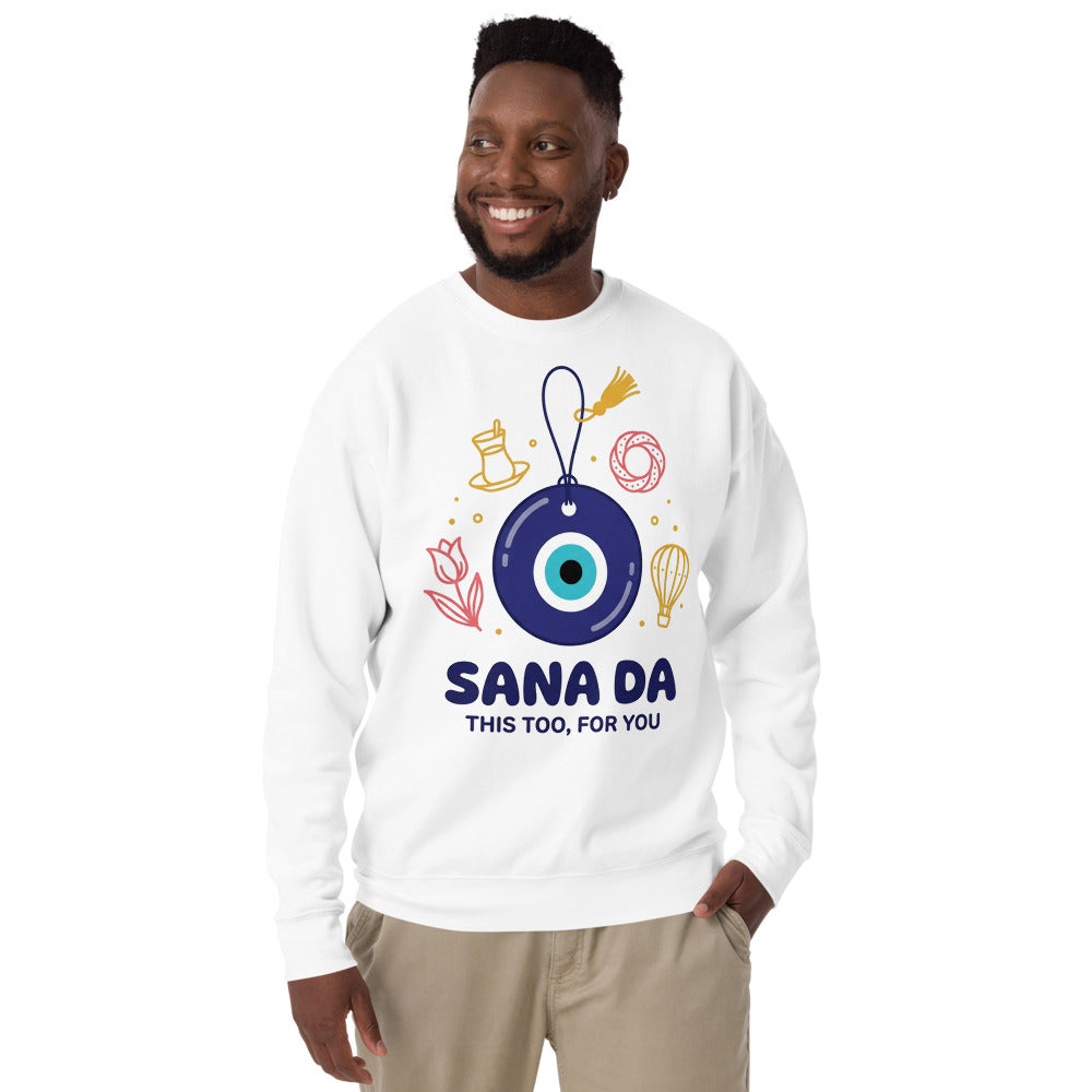 Sana Da Unisex Premium Crewneck Sweatshirt, Roots & Talks - lifestyle photo 3