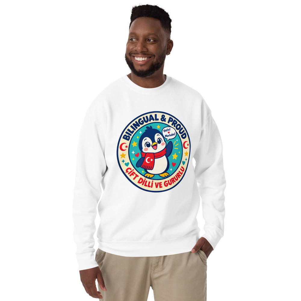 Bilingual & Proud Unisex Premium Crewneck Sweatshirt, Roots & Talks - lifestyle photo 3