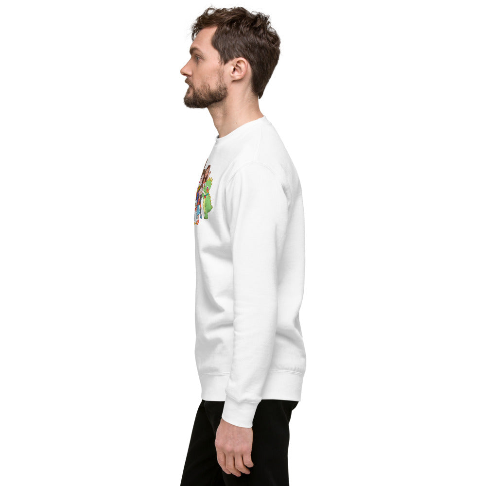 All the Characters Together Unisex Premium Crewneck Sweatshirt, Roots & Talks - lifestyle photo 2