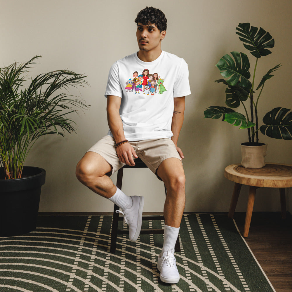 All the Characters Together Unisex Eco T-Shirt, Roots & Talks - lifestyle photo 2