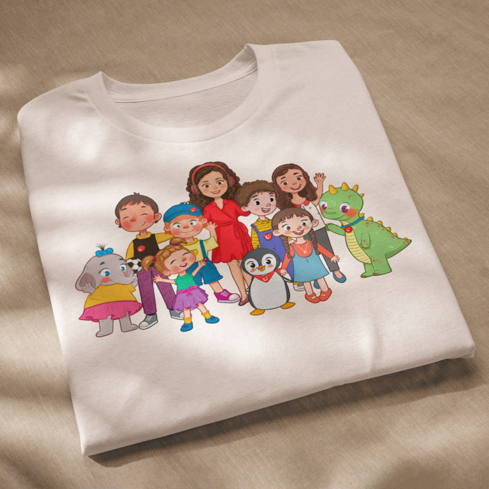 All the Characters Together Unisex Eco T-Shirt, Roots & Talks - lifestyle photo 1
