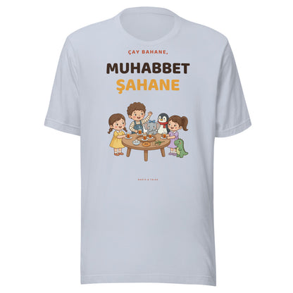 Çay Bahane, Muhabbet Şahane Unisex T-Shirt, Roots & Talks - Light Blue