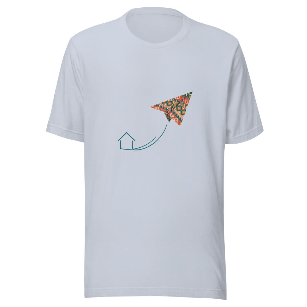 Kilim Flight Unisex T-Shirt, Roots & Talks - Light Blue
