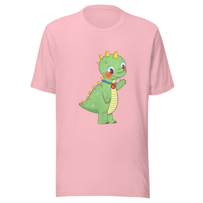 Dino Dinosaur Unisex T-Shirt, Roots & Talks - Pink