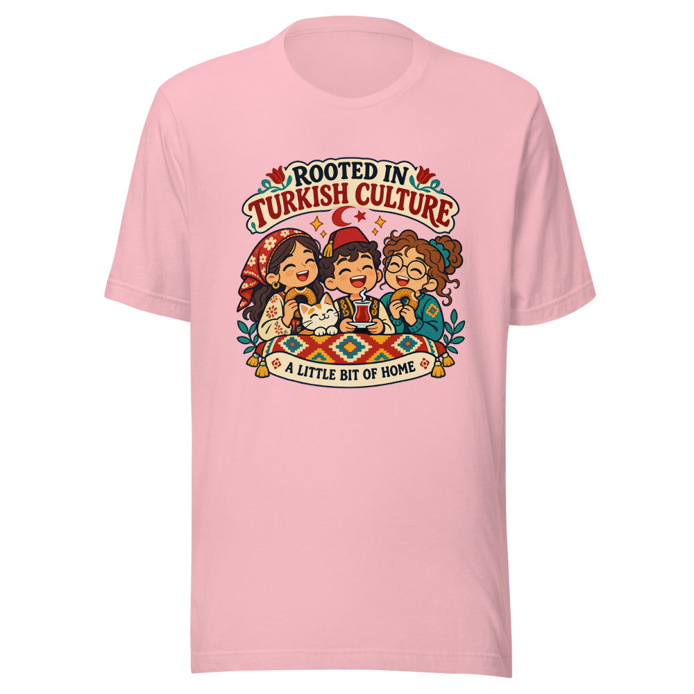 Rooted in Turkish Culture Unisex T-Shirt, Roots & Talks - Pink