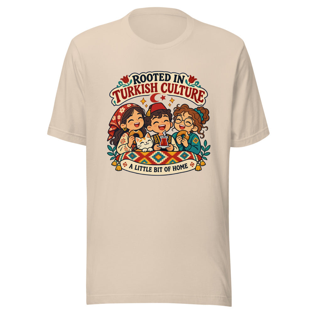 Rooted in Turkish Culture Unisex T-Shirt, Roots & Talks - Soft Cream