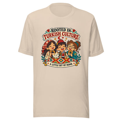 Rooted in Turkish Culture Unisex T-Shirt, Roots & Talks - Soft Cream