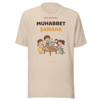 Çay Bahane, Muhabbet Şahane Unisex T-Shirt, Roots & Talks - Soft Cream