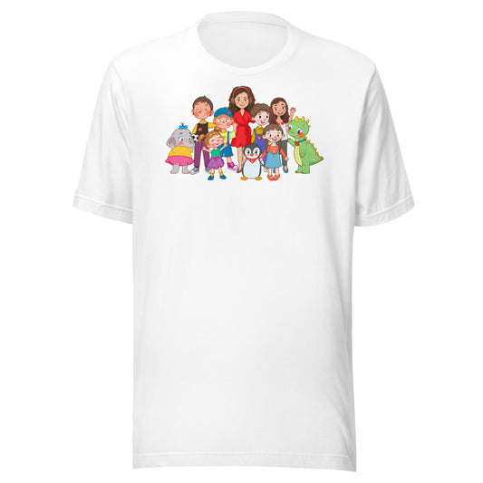 All the Characters Together Unisex T-Shirt, Roots & Talks - White