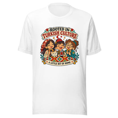 Rooted in Turkish Culture Unisex T-Shirt, Roots & Talks - White