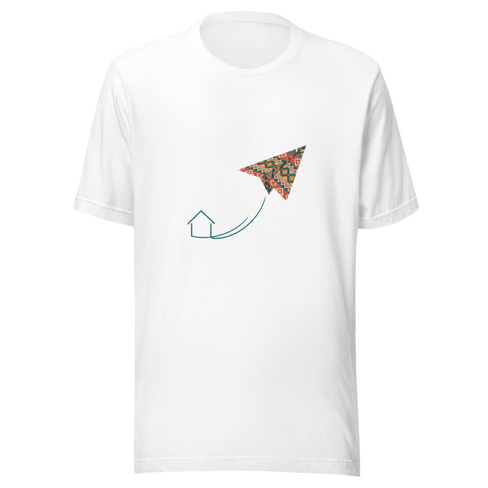 Kilim Flight Unisex T-Shirt, Roots & Talks - White