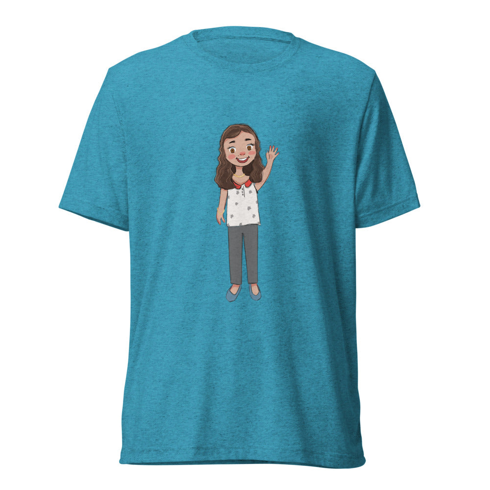 Defne Character Unisex Tri-Blend T-Shirt, Roots & Talks - Aqua Triblend