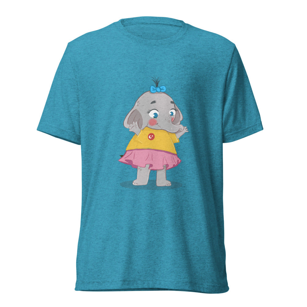 Filiz Elephant Unisex Tri-Blend T-Shirt, Roots & Talks - Aqua Triblend