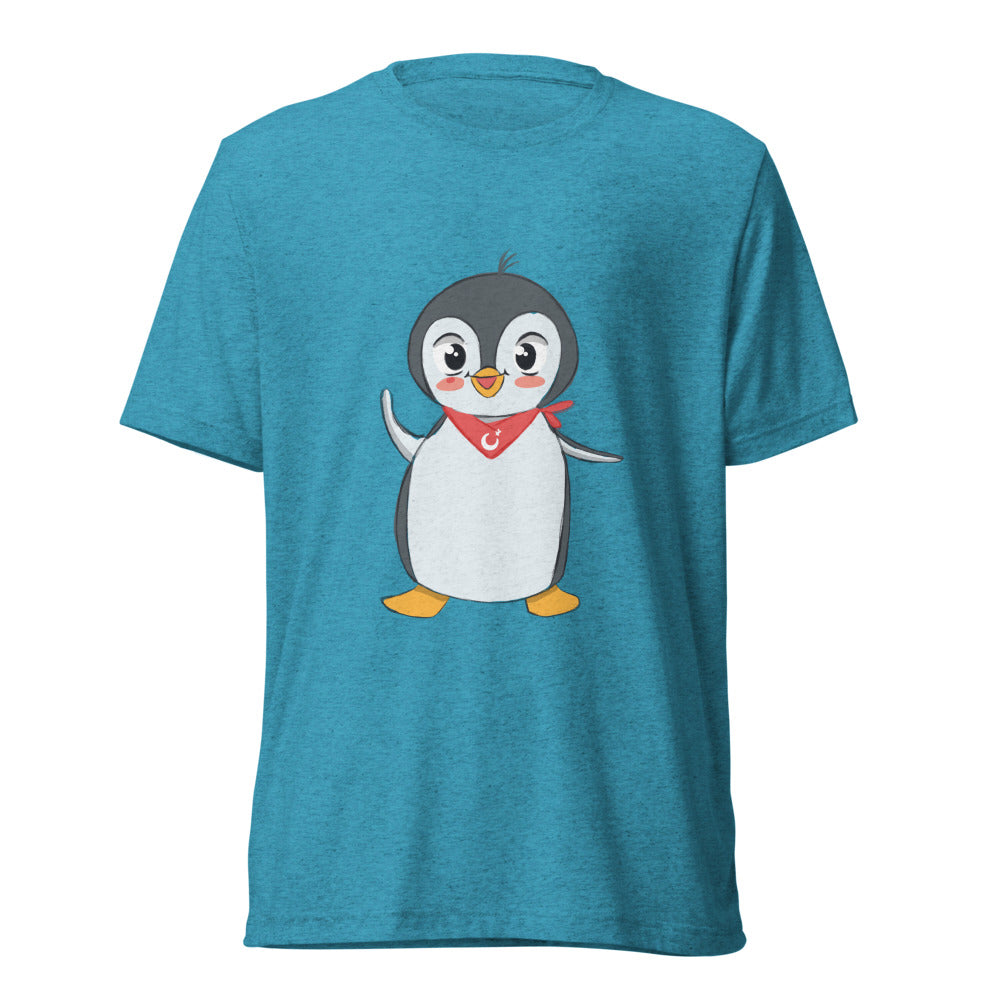 Pingucan Penguin Unisex Tri-Blend T-Shirt, Roots & Talks - Aqua Triblend