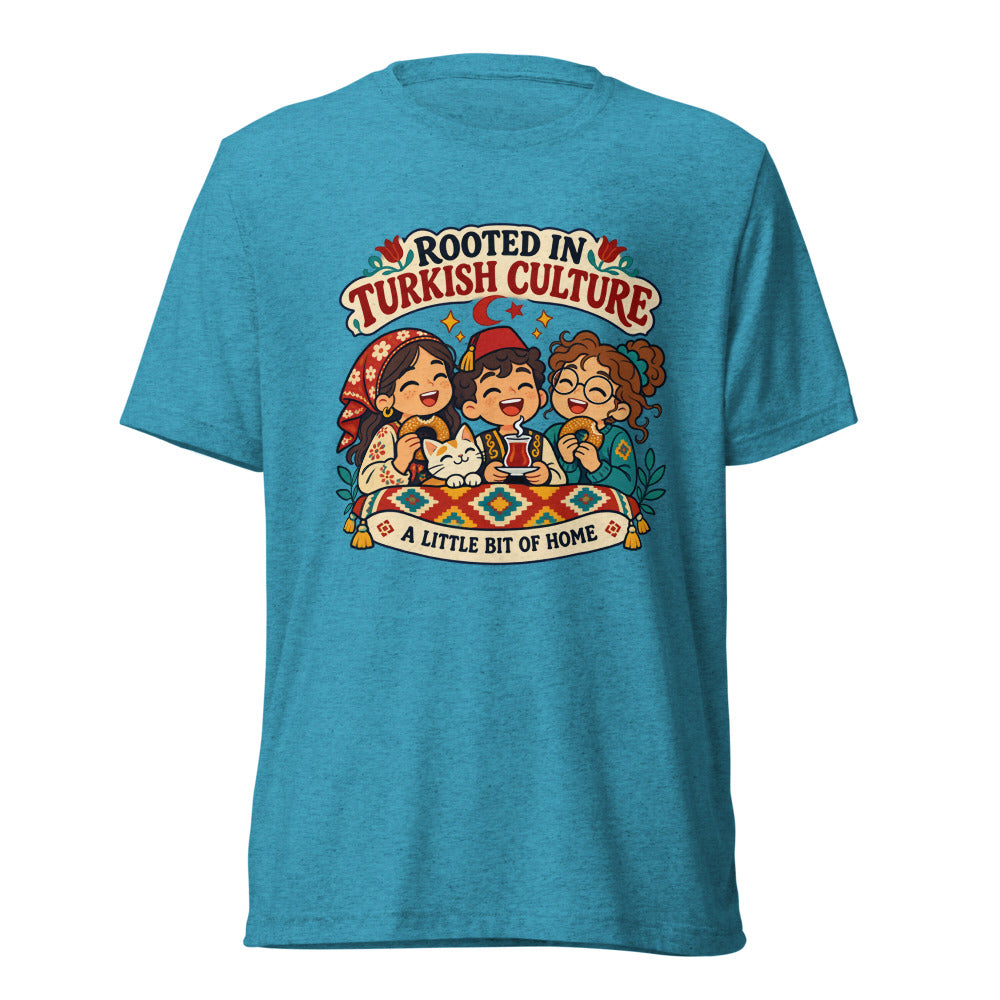 Rooted in Turkish Culture Unisex Tri-Blend T-Shirt, Roots & Talks - Aqua Triblend