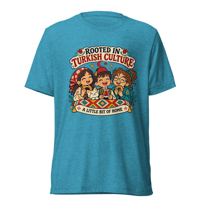 Rooted in Turkish Culture Unisex Tri-Blend T-Shirt, Roots & Talks - Aqua Triblend