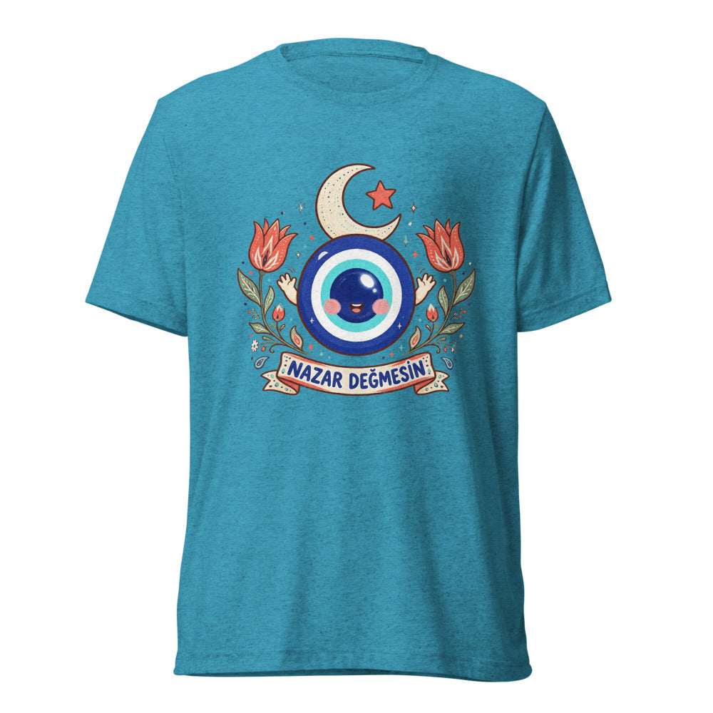Nazar Değmesin Unisex Tri-Blend T-Shirt, Roots & Talks - Aqua Triblend