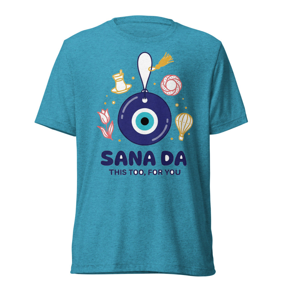 Sana Da Unisex Tri-Blend T-Shirt, Roots & Talks - Aqua Triblend