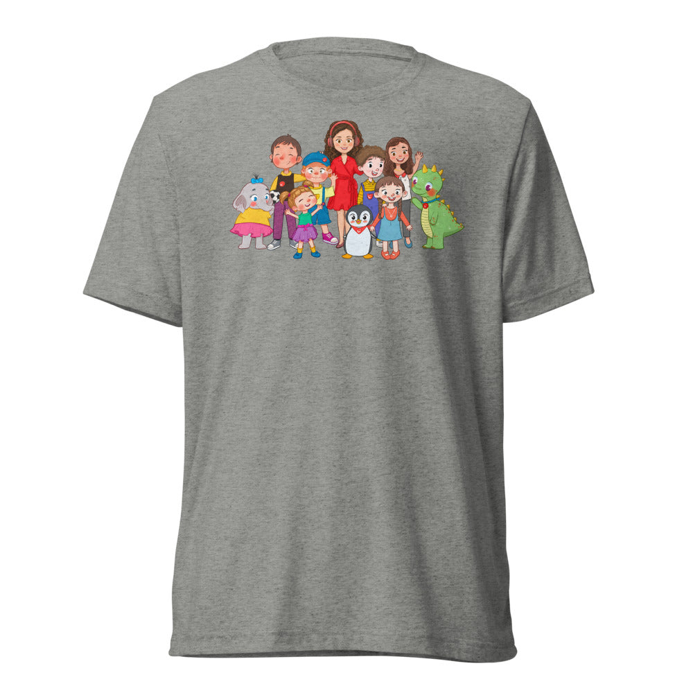 All the Characters Together Unisex Tri-Blend T-Shirt, Roots & Talks - Athletic Grey Triblend